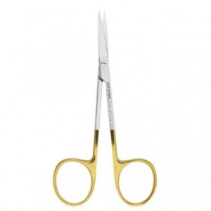 Product photo: Ножницы для десны изогнутые по плоскости с твердосплавными вставками и золотистыми ручками